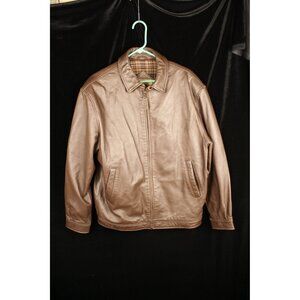 Presswick And Moore Men’s Heavy Leather Jacket Brown Medium